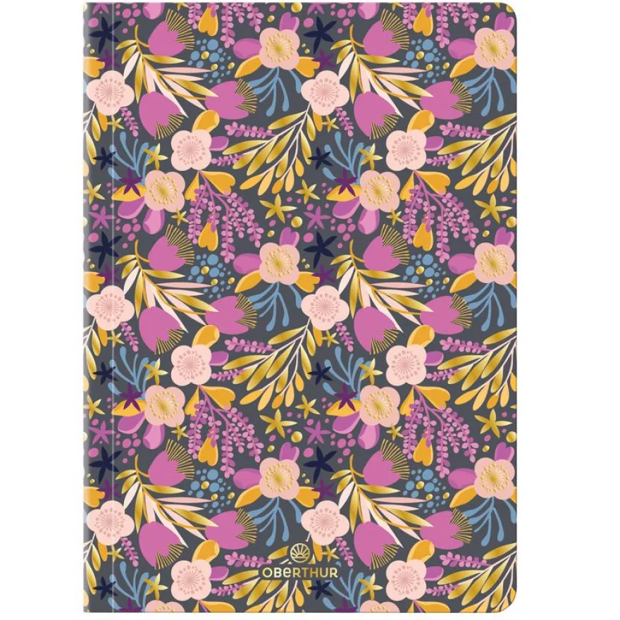 Carnet A6 ligné/petits carreaux Salto fleurs mauves