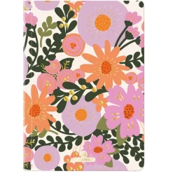 Carnet A6 ligné/petits carreaux Salto fleurs rose pastel