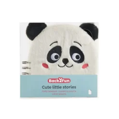 Carnet peluche panda Back2Fun avec visage brodé - format carré 160 pages lignées papier 80 g/m²