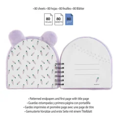 Carnet peluche panda Back2Fun avec visage brodé - format carré 160 pages lignées papier 80 g/m²