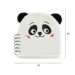 Carnet peluche panda Back2Fun avec visage brodé - format carré 160 pages lignées papier 80 g/m²