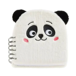Carnet peluche panda Back2Fun avec visage brodé - format carré 160 pages lignées papier 80 g/m²