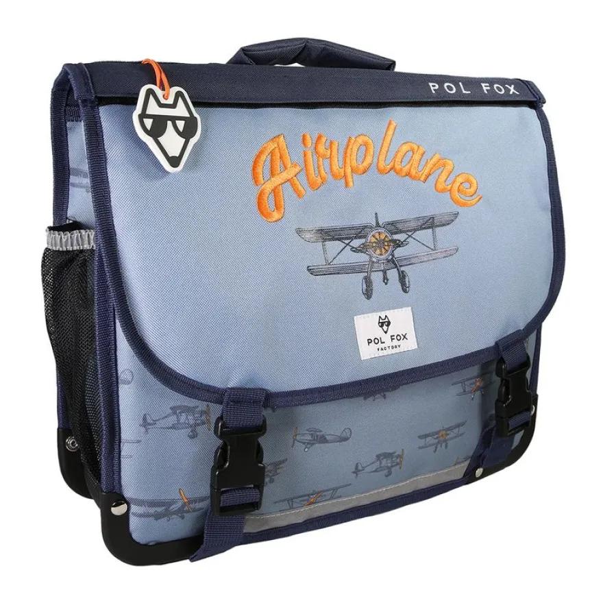 Cartable 38 cm Airplane- 2 compartiments- bleu- Pol Fox