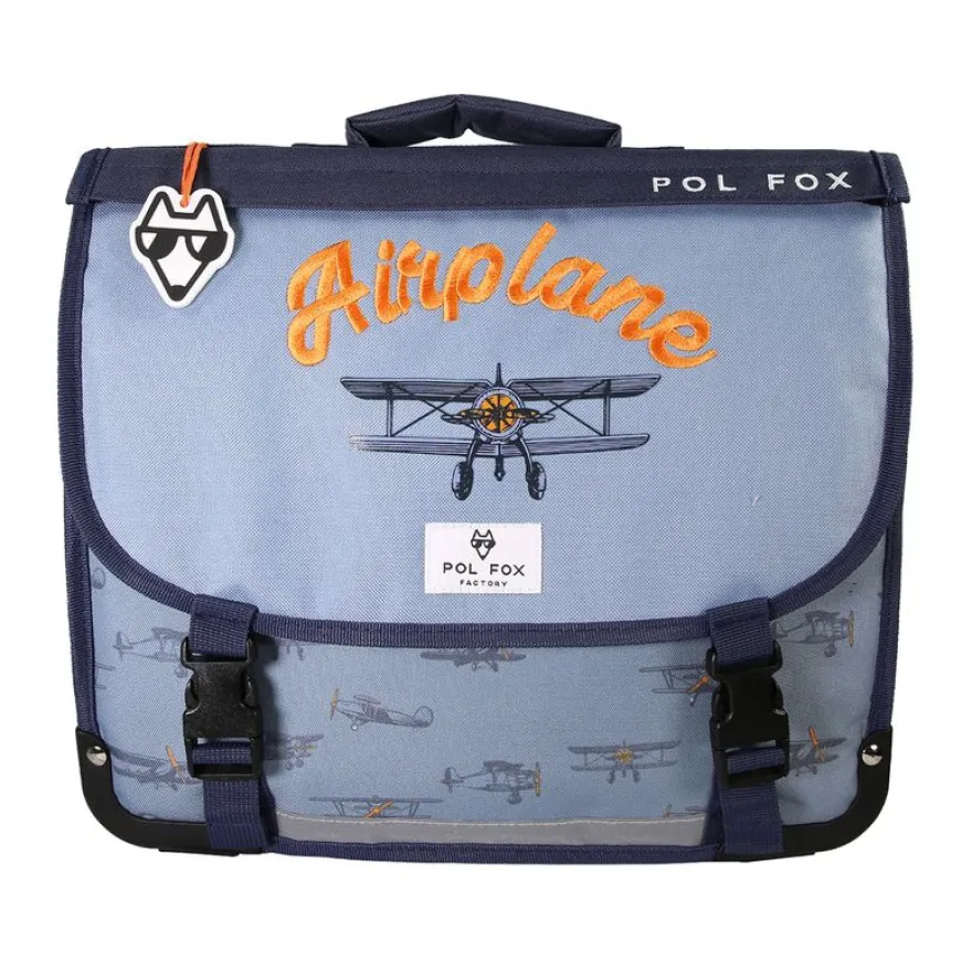 Cartable 38 cm Airplane- 2 compartiments- bleu- Pol Fox