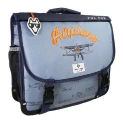 Cartable 35 cm Airplane- 2 compartiments- bleu- Pol Fox