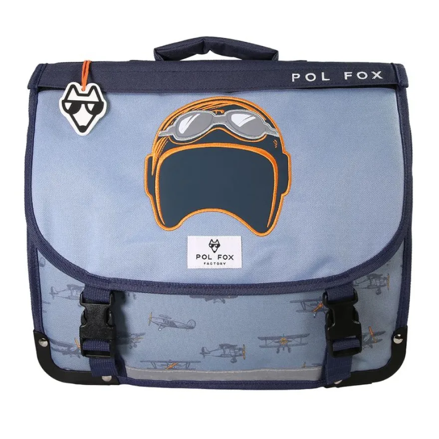 Cartable 35 cm Airplane- 2 compartiments- bleu- Pol Fox