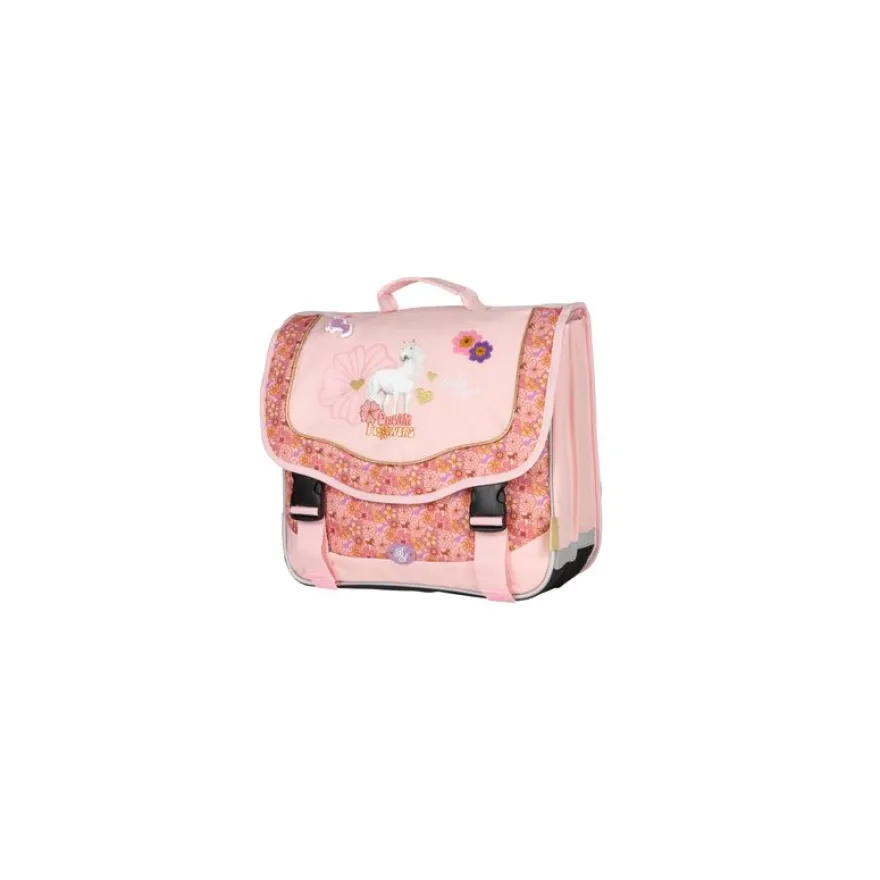 Cartable 38 CM BELLA SARA DREAM FLOWERS-2 compartiments- rose- Kid'Abord