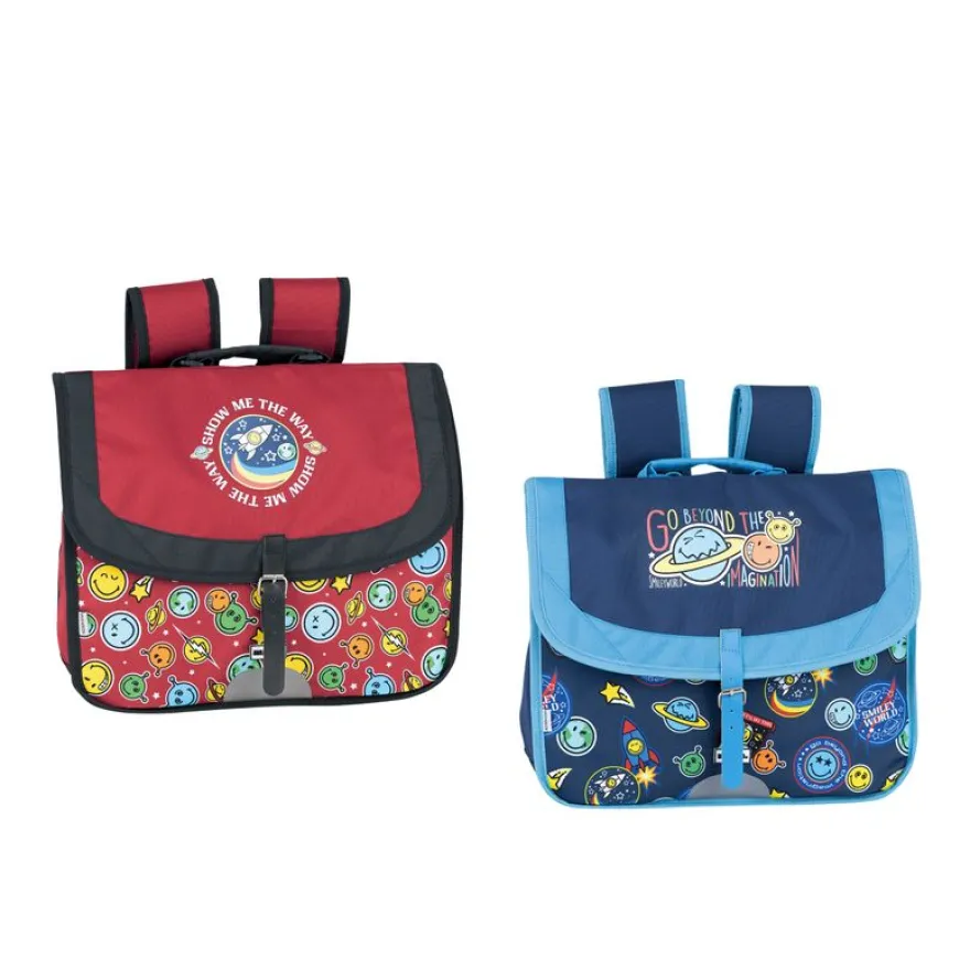 Cartable 38 cm cm Smiley space explorer 2 compartiments assortis - Hamelin