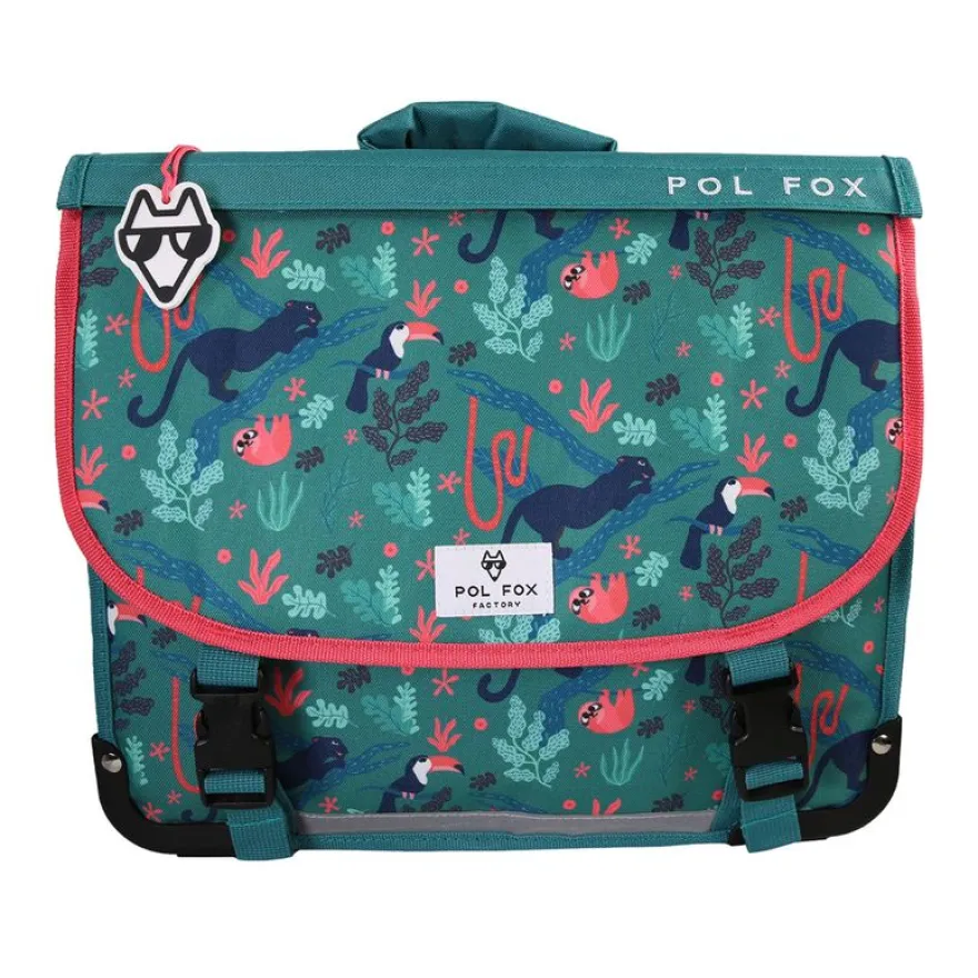 Cartable 41 cm Jungle- 2 compartiments- vert- Pol Fox