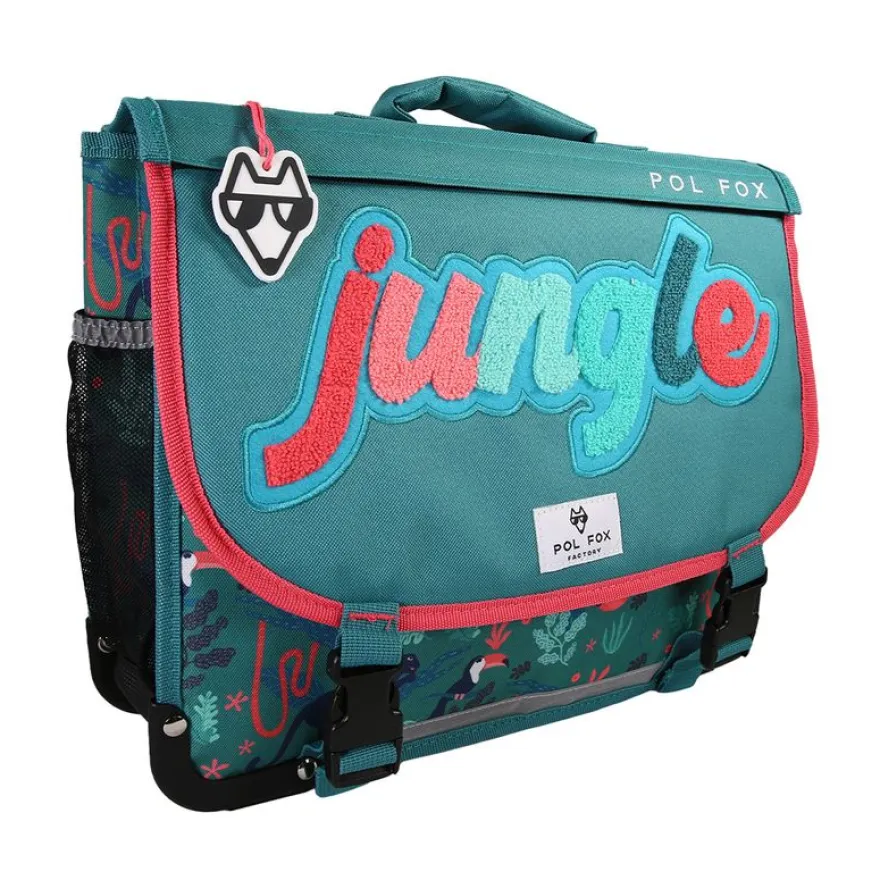 Cartable 41 cm Jungle- 2 compartiments- vert- Pol Fox