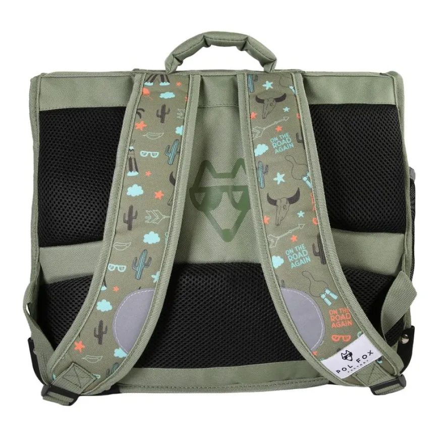 Cartable 38 cm Road Trip- 2 compartiments- vert- Pol Fox