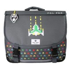 Cartable 41 cm Space Invader- 2 compartiments- gris- Pol Fox
