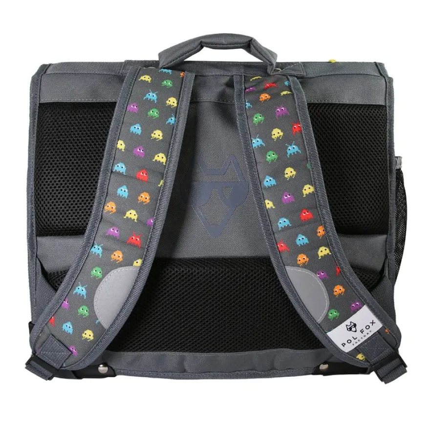 Cartable 41 cm Space Invader- 2 compartiments- gris- Pol Fox
