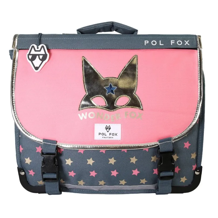 Cartable 38 cm Wonder Fox- 2 compartiments- gris- Pol Fox