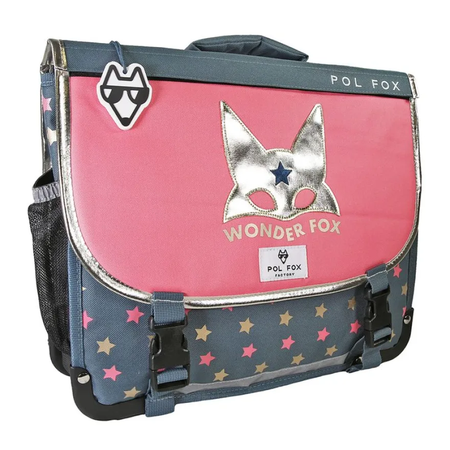 Cartable 38 cm Wonder Fox- 2 compartiments- gris- Pol Fox