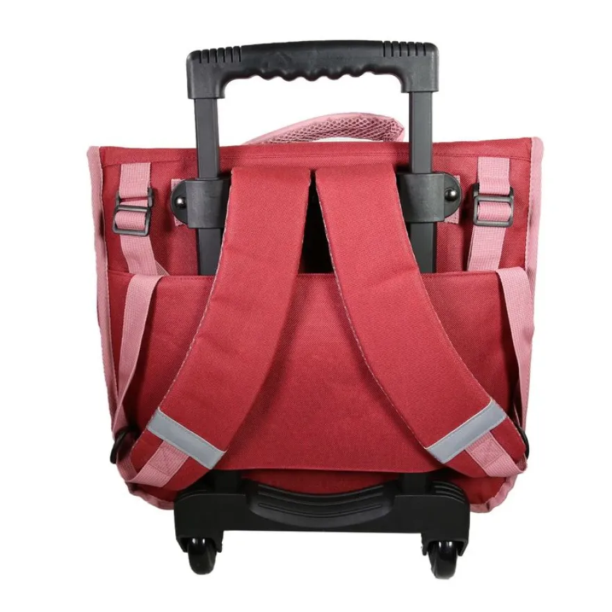 Cartable à roulettes Cybel - 2 compartiments - rose - Bagtrotter