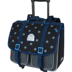 Cartable à roulettes Kickers Boy - 38 cm - 2 compartiments - noir et gris chine - Oberthur