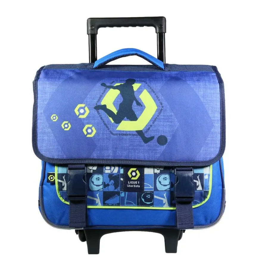 Cartable à roulettes Ligue 1 - 38 cm - 2 compartiments - bleu - Bagtrotter