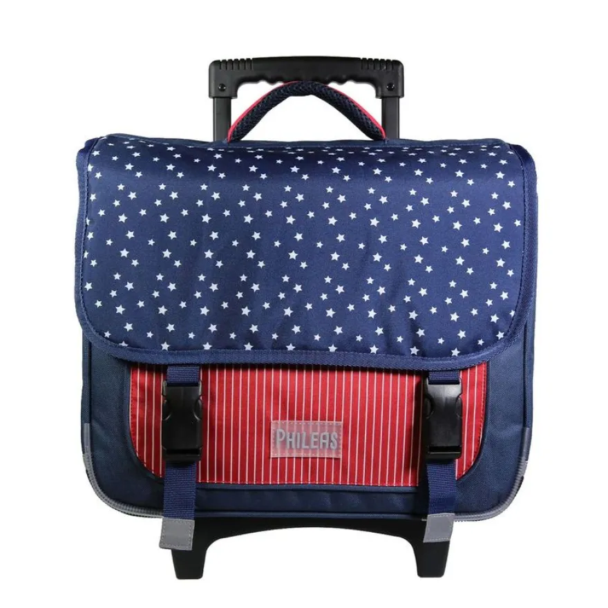 Cartable à roulettes Phileas Etoiles 38 cm - 2 compartiments - bleu - Bagtrotter