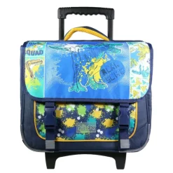 Cartable à roulettes Phileas Dinosaure 38 cm - 2 compartiments - bleu - Bagtrotter