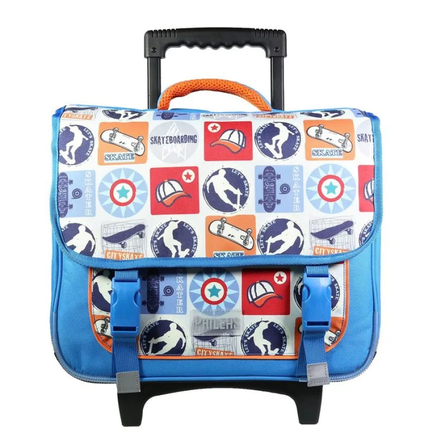 Cartable à roulettes Phileas Skate 38 cm - 2 compartiments - bleu - Bagtrotter