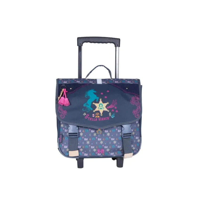 Cartable à roulettes Stalla Bianca Western - 2 compartiments - bleu marine - Kid'Abord