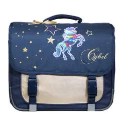 Cartable Cybel 38 cm - 2 compartiments - bleu marine et doré - Bagtrotter