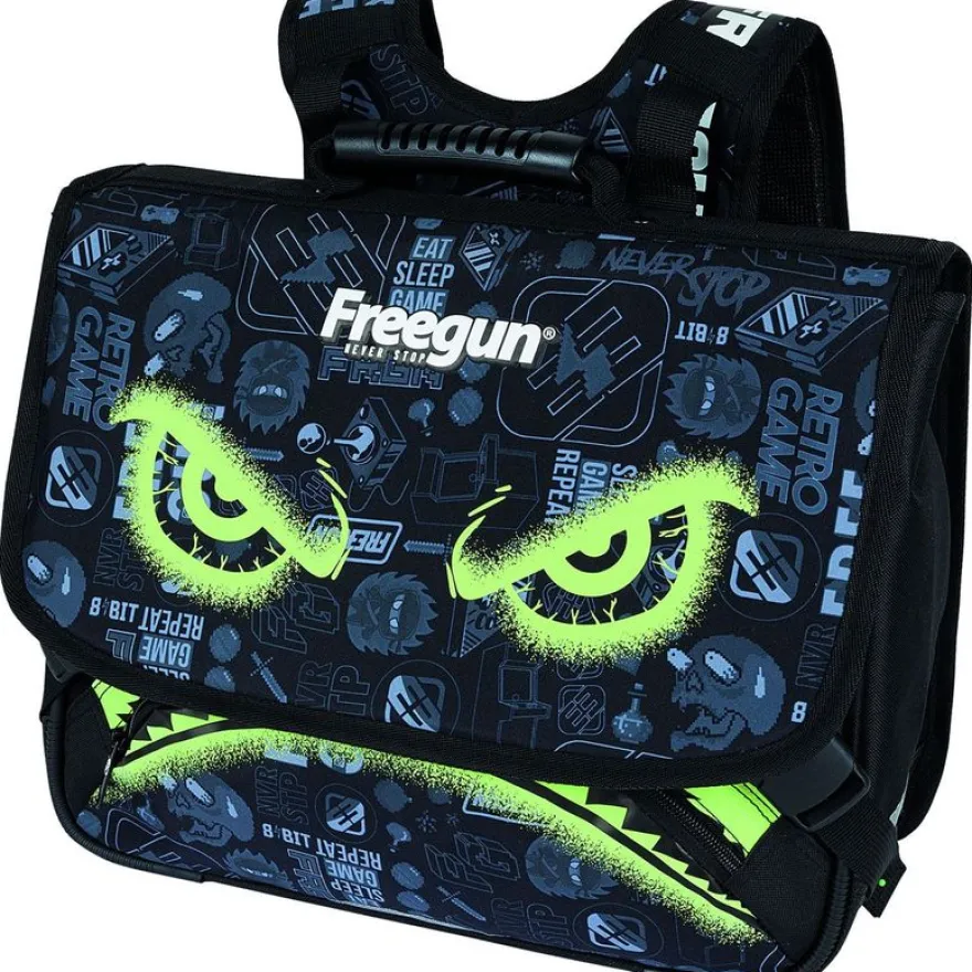 Cartable Freegun Primaire - 38 cm - 2 compartiments - noir - Oberthur
