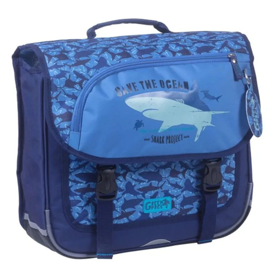 Cartable Greenpack Sharky 38 cm - 2 compartiments - bleu - Kid'Abord