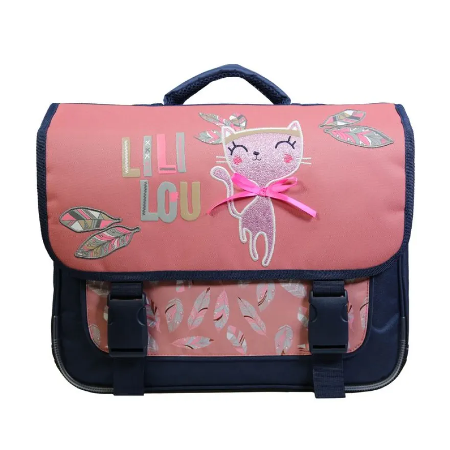 Cartable Lililou 38 cm - 2 compartiments - rose - Bagtrotter
