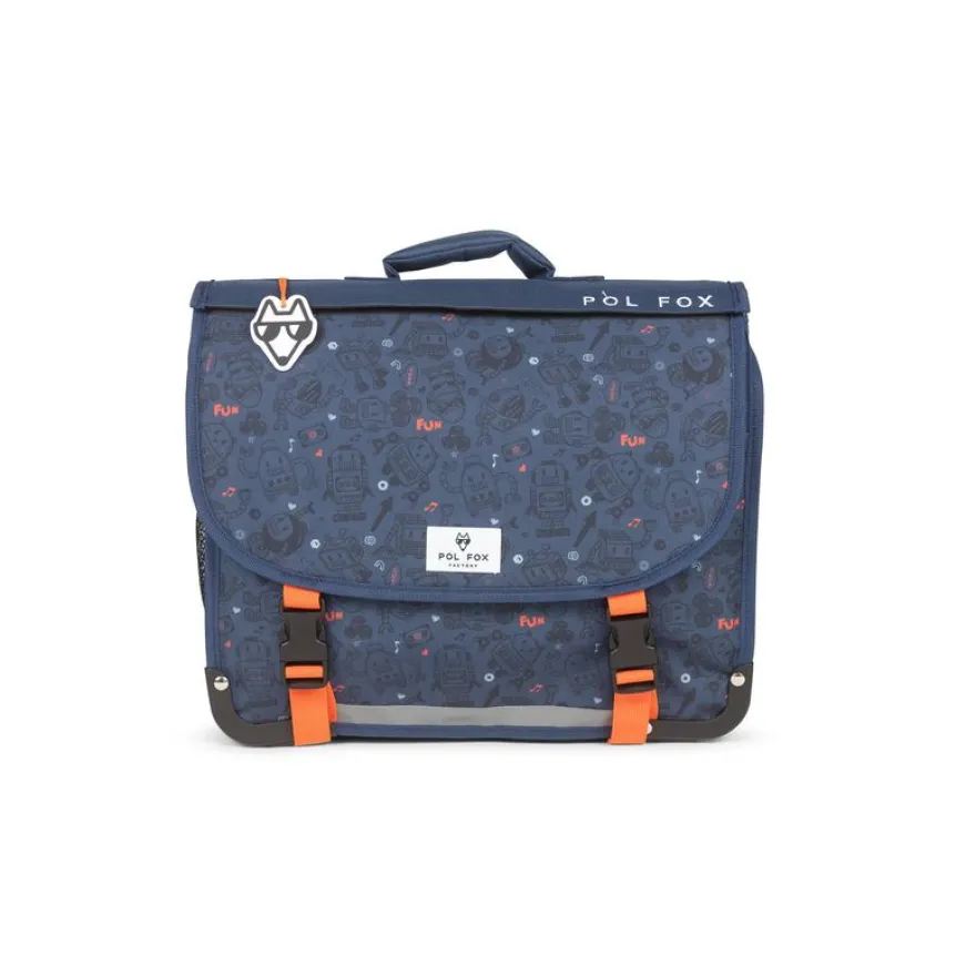 Cartable maternelle réversible Robot - 35 cm - 1 compartiment - bleu - Pol Fox