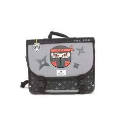 Cartable maternelle réversible Ninja - 35 cm - 1 compartiment - gris - Pol Fox