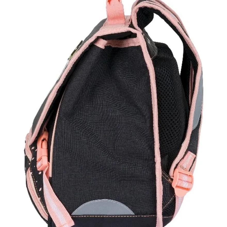 Cartable Mr Wonderful 38 cm - 2 compartiments - gris chiné et corail - Oberthur