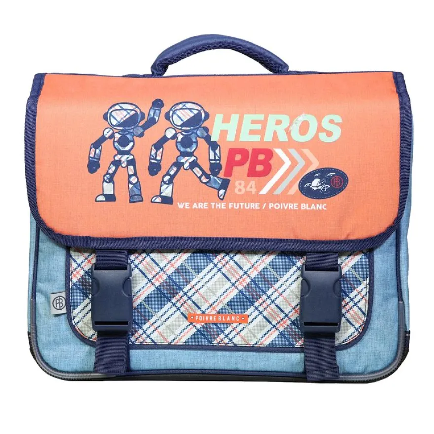 Cartable Poivre Blanc 38 cm - 2 compartiments - orange - Bagtrotter
