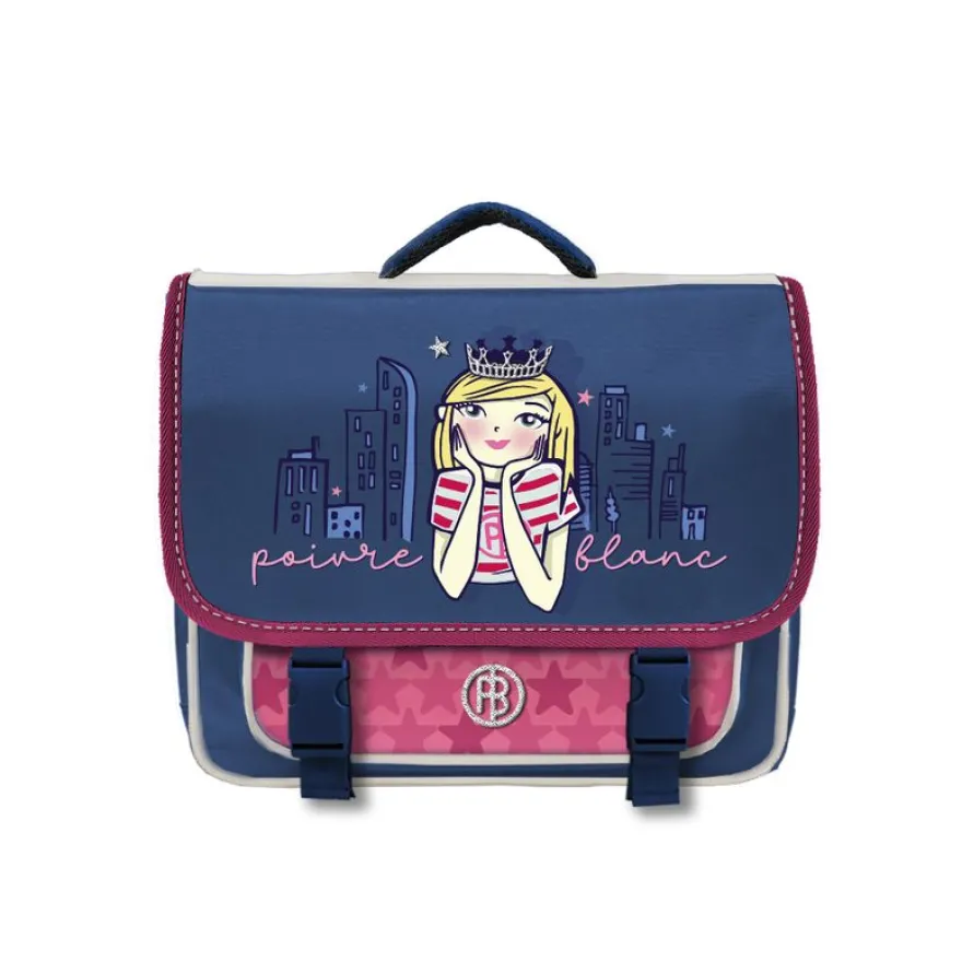 Cartable Poivre Blanc princesse 38 cm - 2 compartiments - bleu - Bagtrotter
