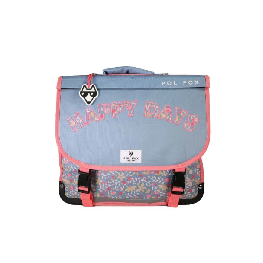 Cartable réversible 38 cm Happy Jean - 2 compartiments - Bleu - Pol Fox