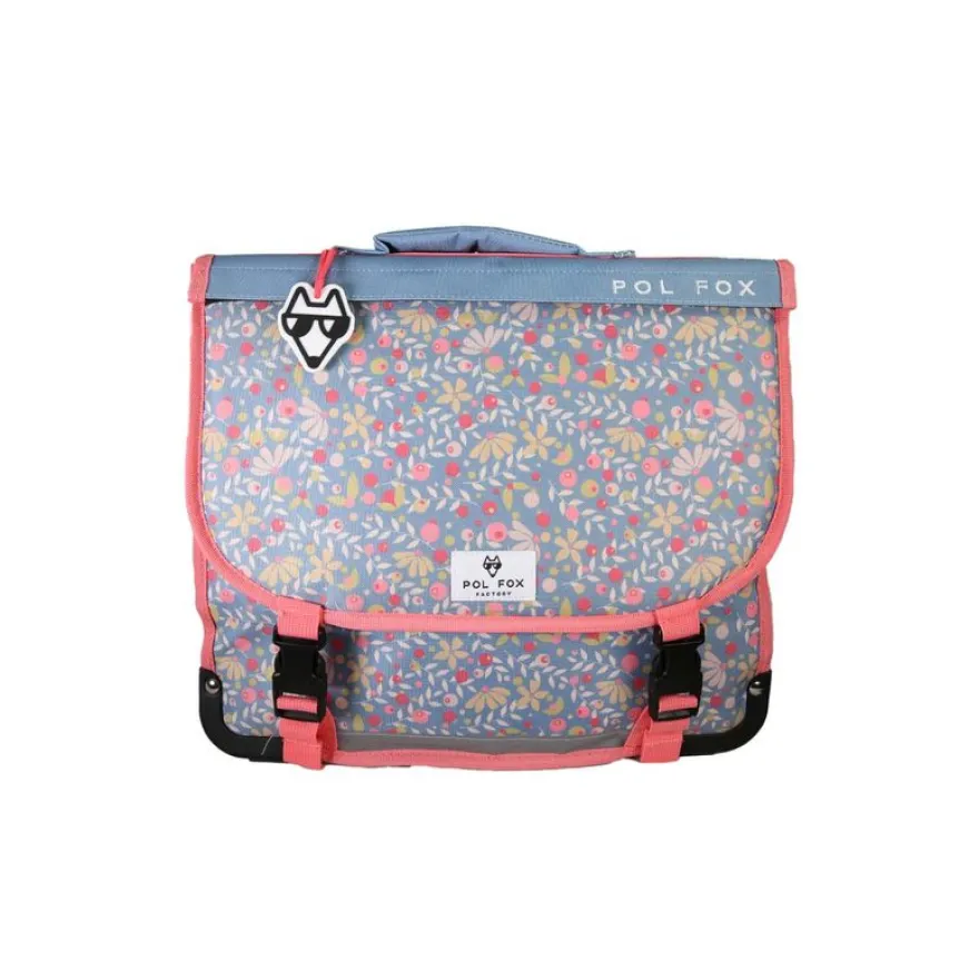Cartable réversible 38 cm Happy Jean - 2 compartiments - Bleu - Pol Fox