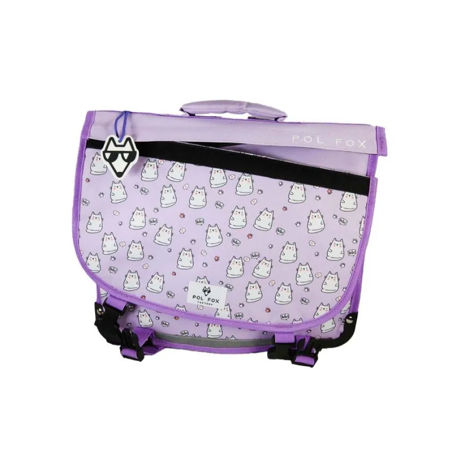 Cartable réversible 38 cm Hello - 2 compartiments - Violet - Pol Fox