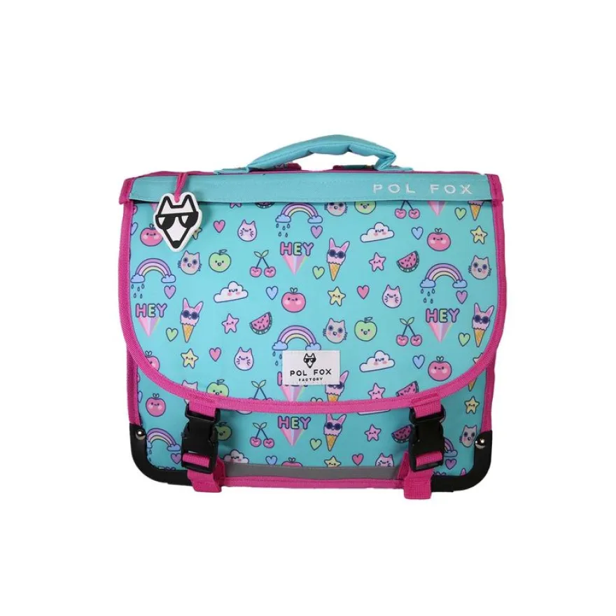 Cartable réversible 38 cm Kawai - 2 compartiments - Bleu - Pol Fox