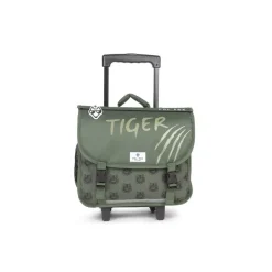 Cartable réversible à roulettes Tiger - 38 cm - 2 compartiments - vert - Pol Fox