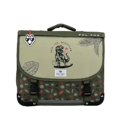 Cartable réversible Dino Kaki 35 cm - 1 compartiment - dinosaure - Pol Fox