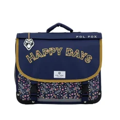 Cartable réversible Happy Blue 38 cm - 2 compartiments - liberty - Pol Fox