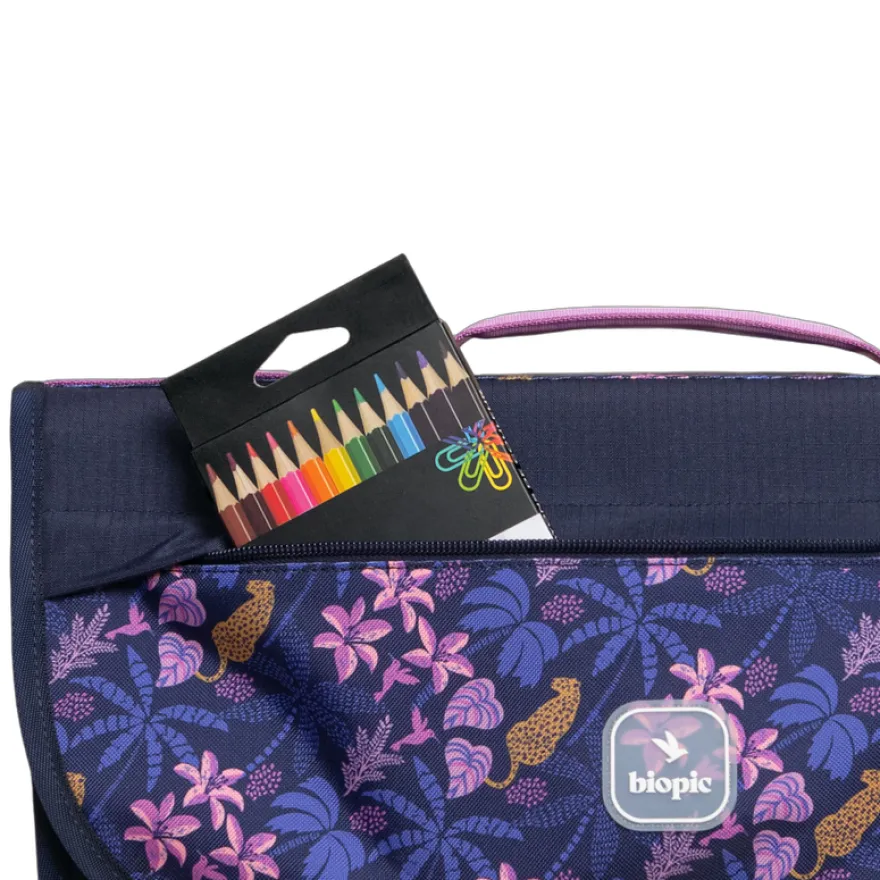 Cartable scolaire Léo - 38 cm - 2 compartiments - jungle - Biopic