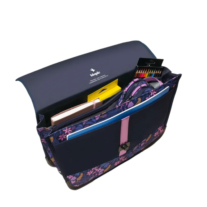 Cartable scolaire Léo - 38 cm - 2 compartiments - jungle - Biopic
