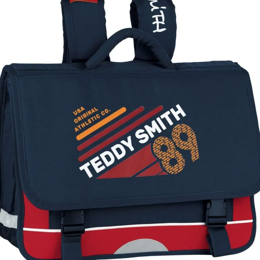Cartable Teddy Smith Warm Up - 3 compartiments - 41 cm - bleu/rouge - Hamelin