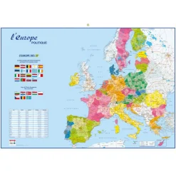 Carte muette Europe Monde - 98 x 138 cm - Bouchut