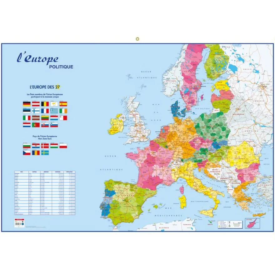 Carte muette Europe Monde - 98 x 138 cm - Bouchut