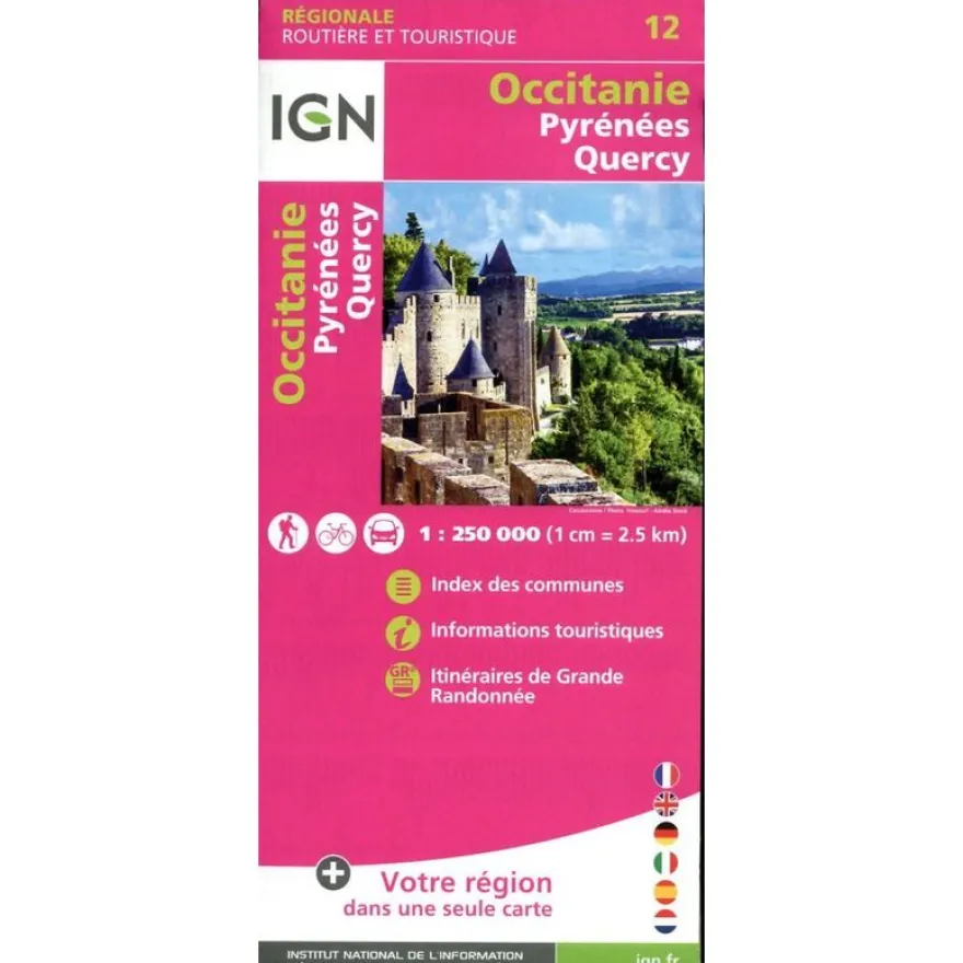Carte Occitanie Recto/Verso Pyrénées Quercy