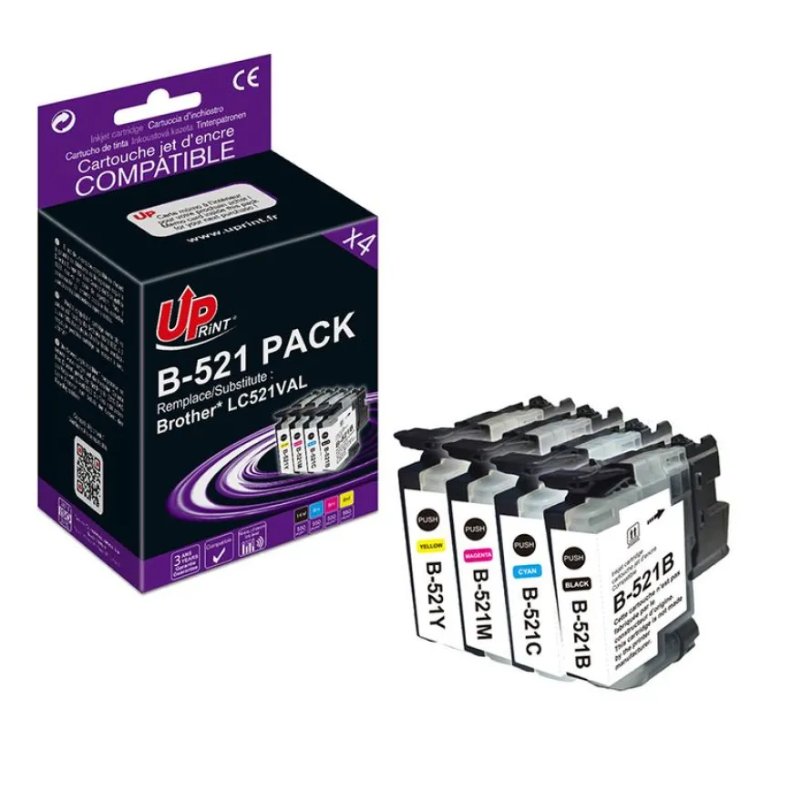 Cartouche compatible Brother LC521 - noir, cyan, magenta, jaune - Uprint