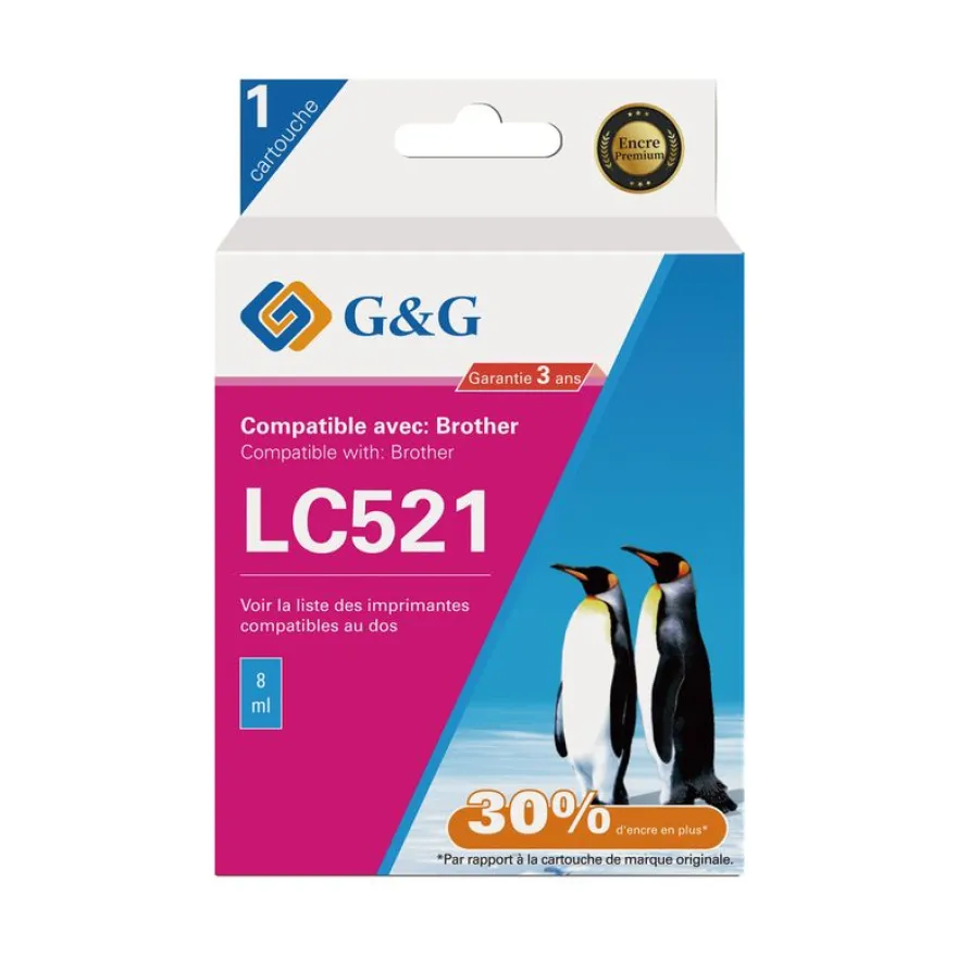 Cartouche compatible Brother LC521 - cyan - G&G
